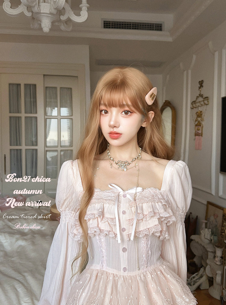 Lace vintage princess long-sleeved shirt