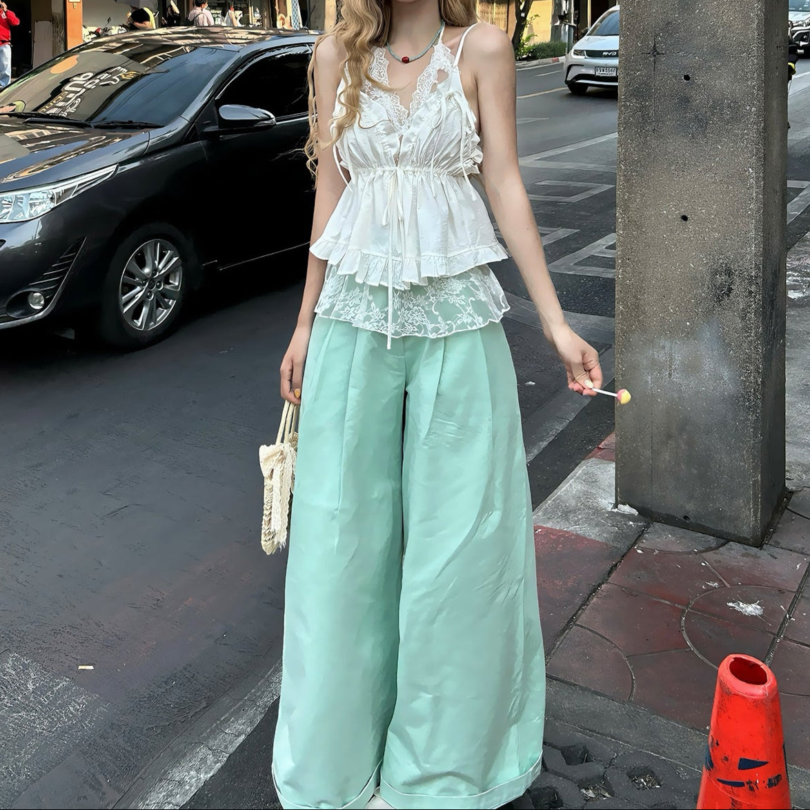 Coquette Bow Lace Tank Top