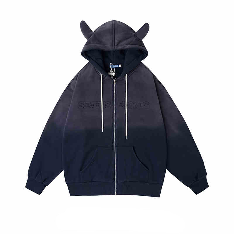 Y2K Street Horn Zip-up Hoodie Sweatshirt