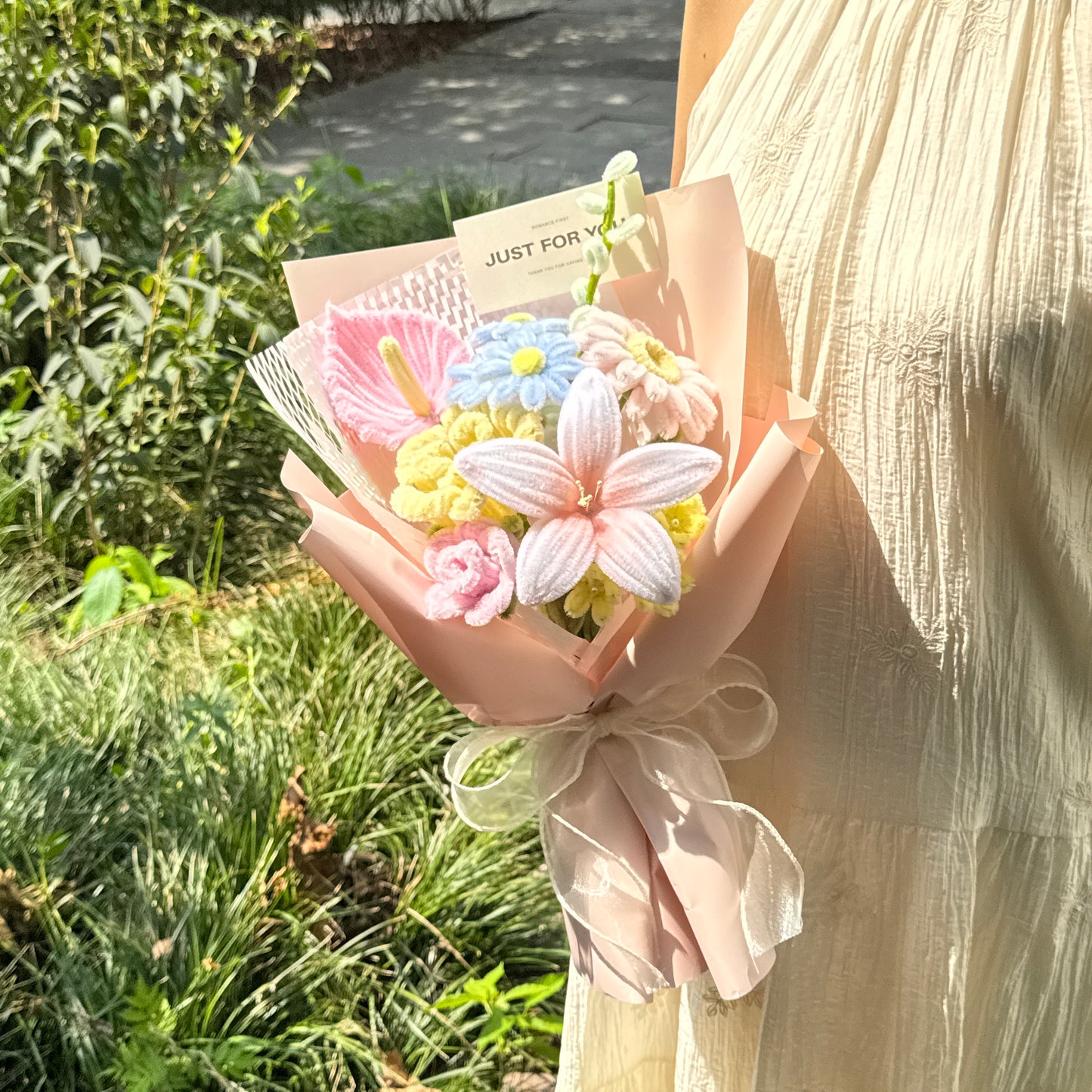 Finished handmade velvet eternal flower bouquet