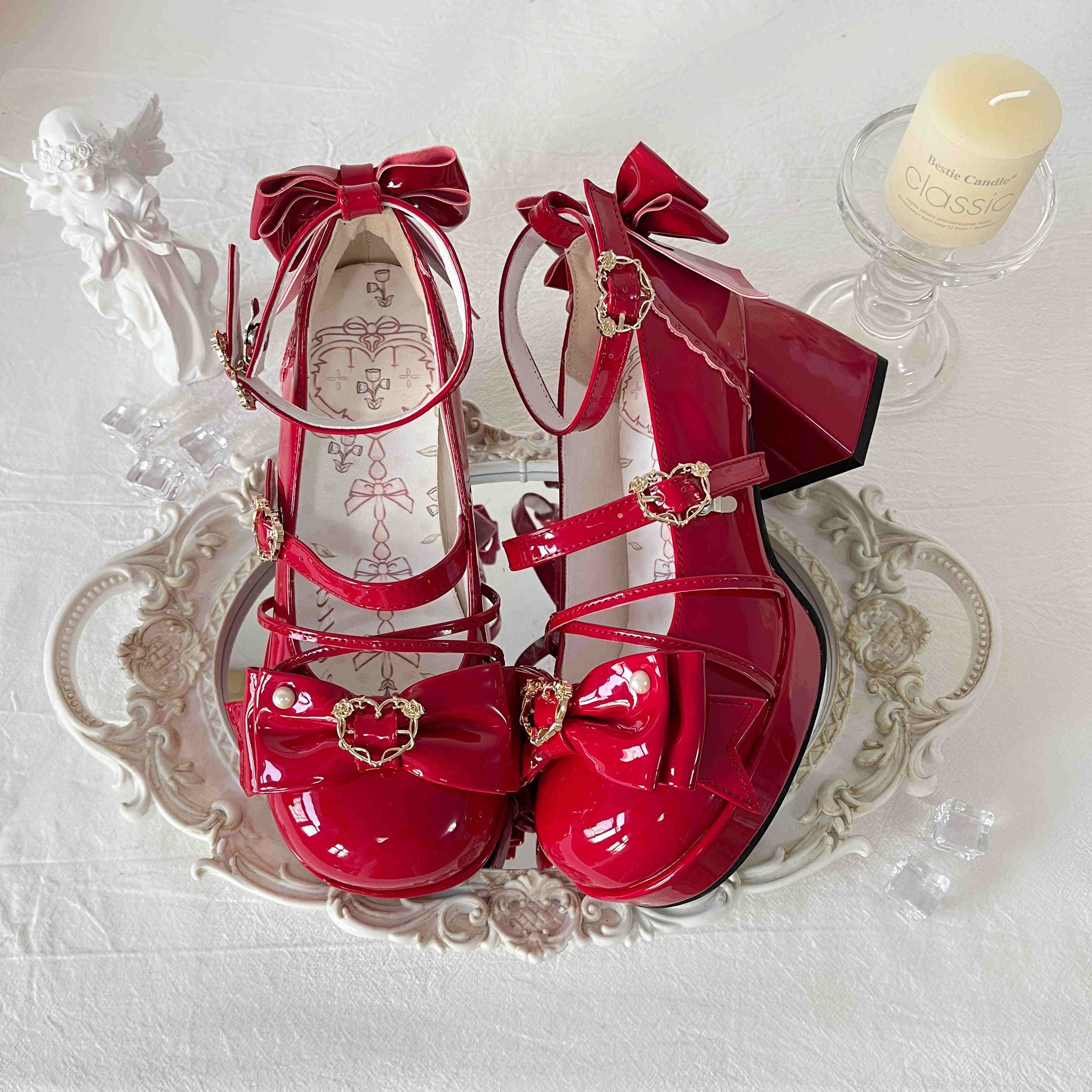 Chanson Cream Bows Lolita Shoes