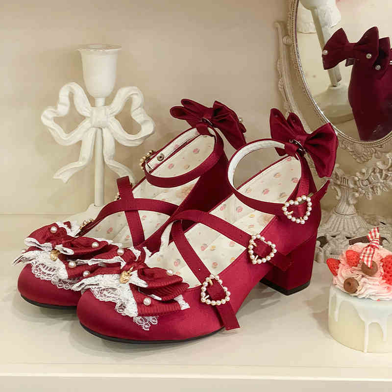 Satin Lace Flower Lolita Shoes