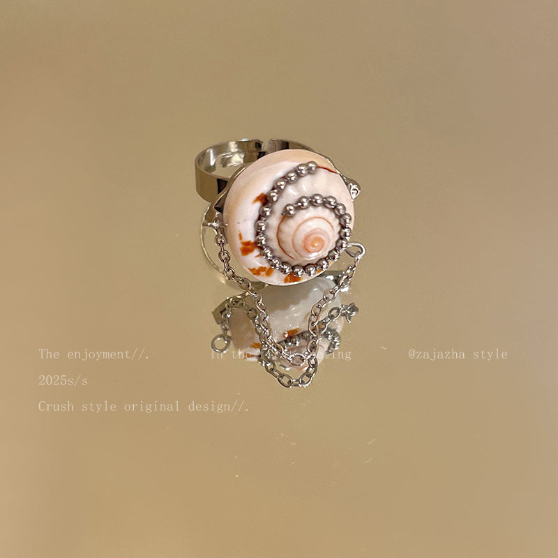 shell kitty kawaii ring