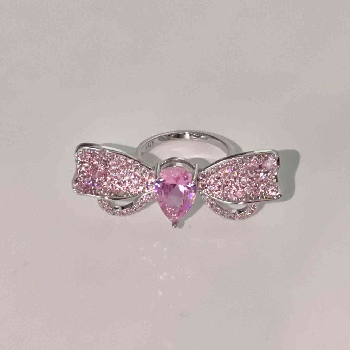 Princess Pink Diamond Bow Earrings Necklace Bracelet