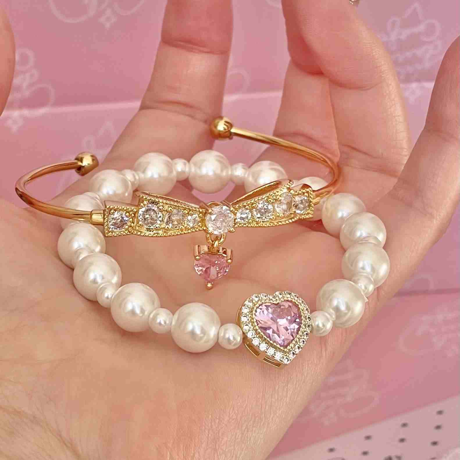 Sakura Snow Bow Pearl Bracelet
