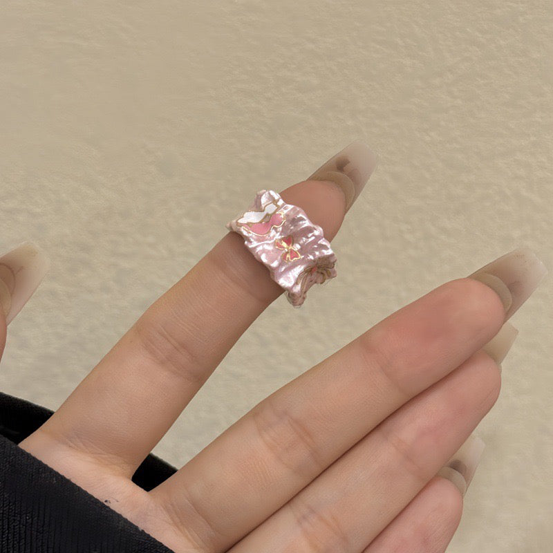 handmade enamel dripping oil cat bow applique ring