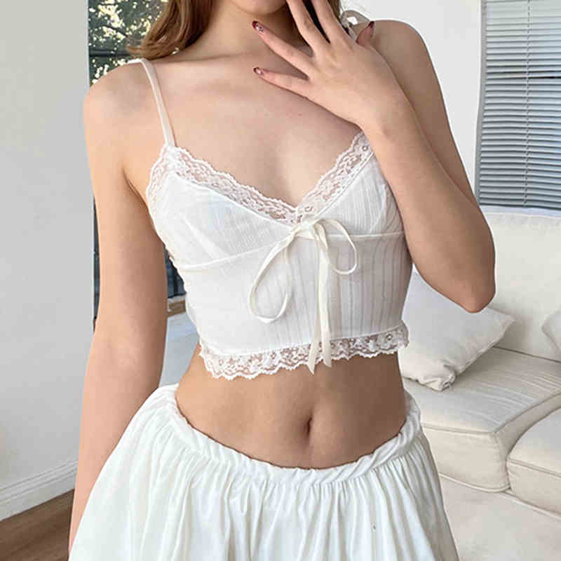 Dollete Retro Lace Bow Tank Top