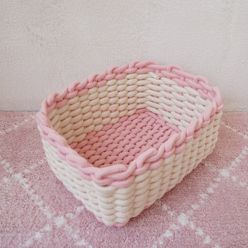 Pink Cotton rope storage basket
