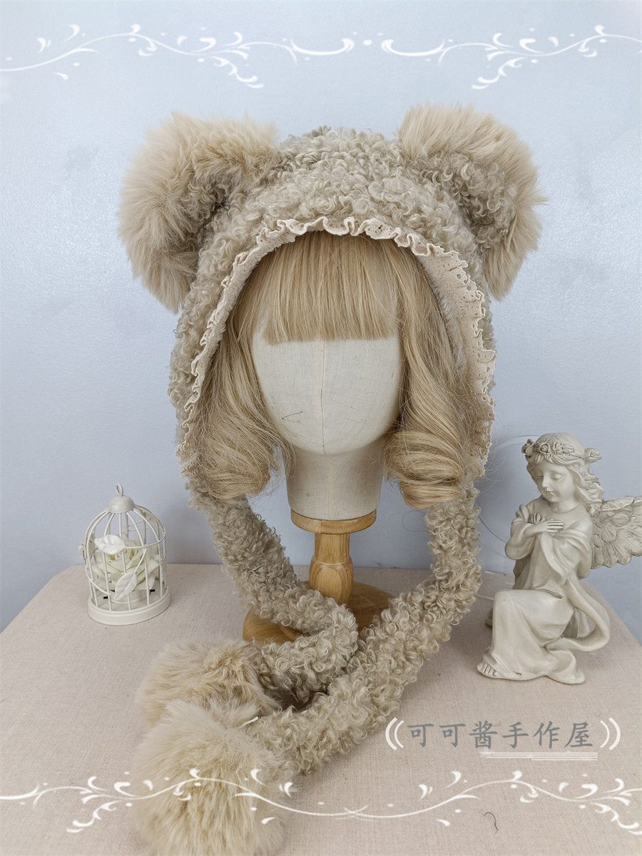 bear ear fur kawaii hat