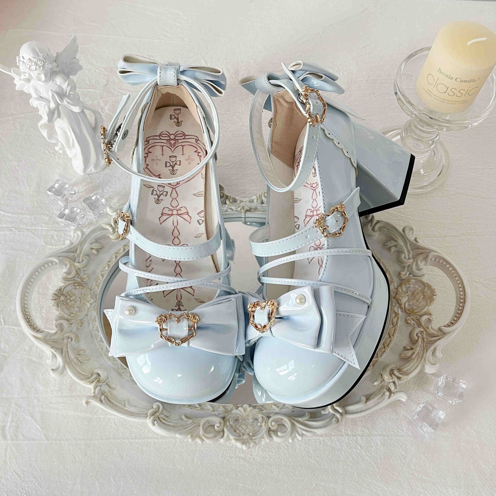 Chanson Cream Bows Lolita Shoes