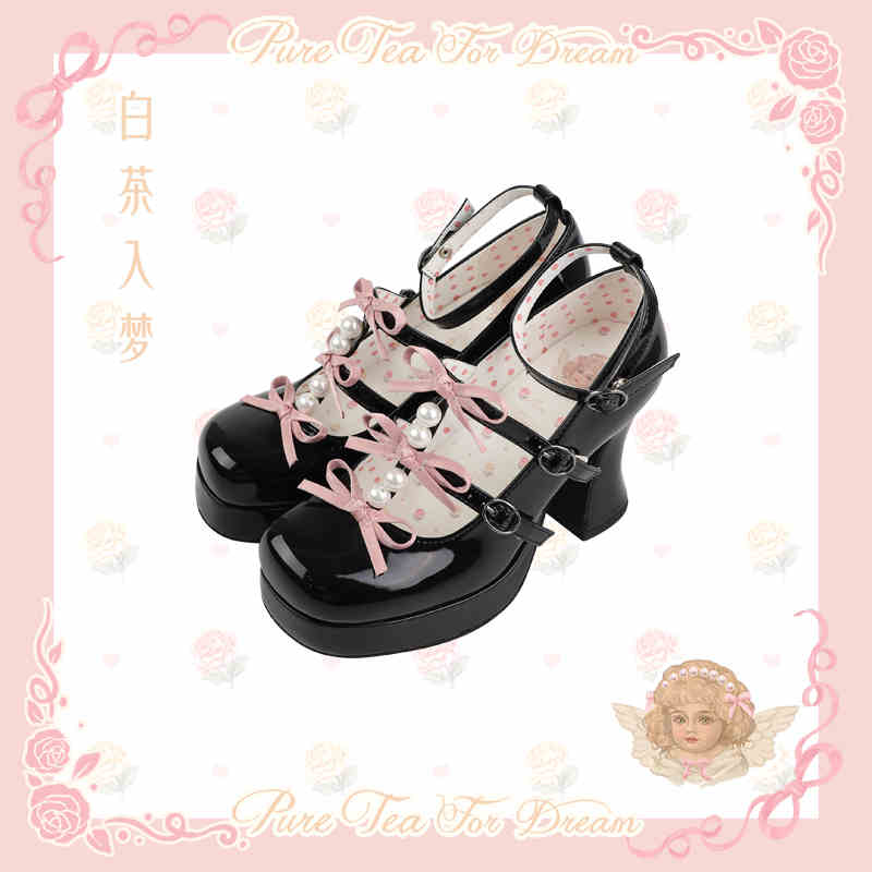 Bow Pearl Platform Lolita Shoes