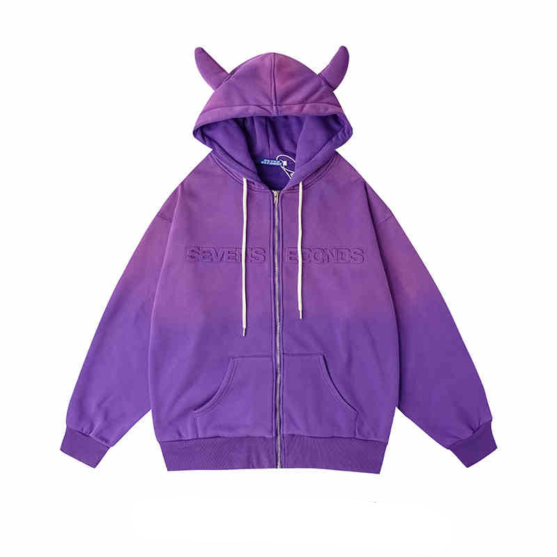 Y2K Street Horn Zip-up Hoodie Sweatshirt