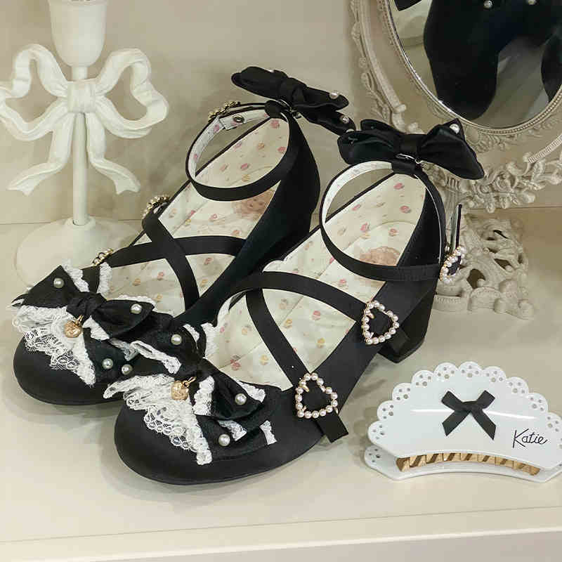 Satin Lace Flower Lolita Shoes
