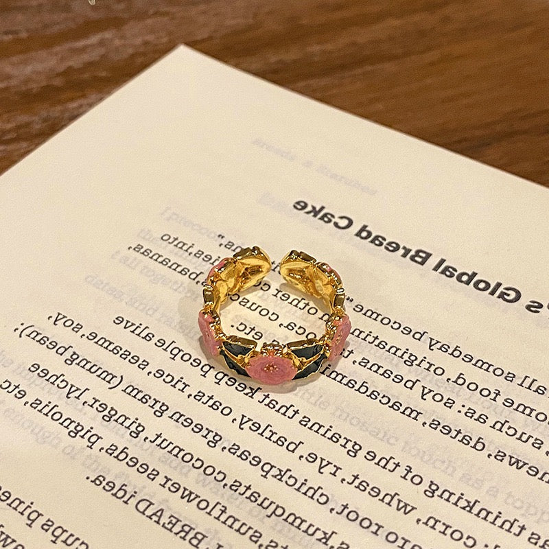 camellia butterfly kawaii ring