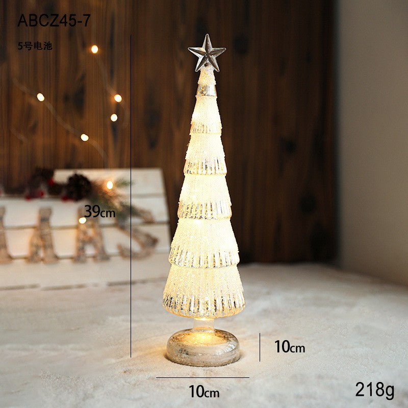 mini luminous glass Christmas tree decoration