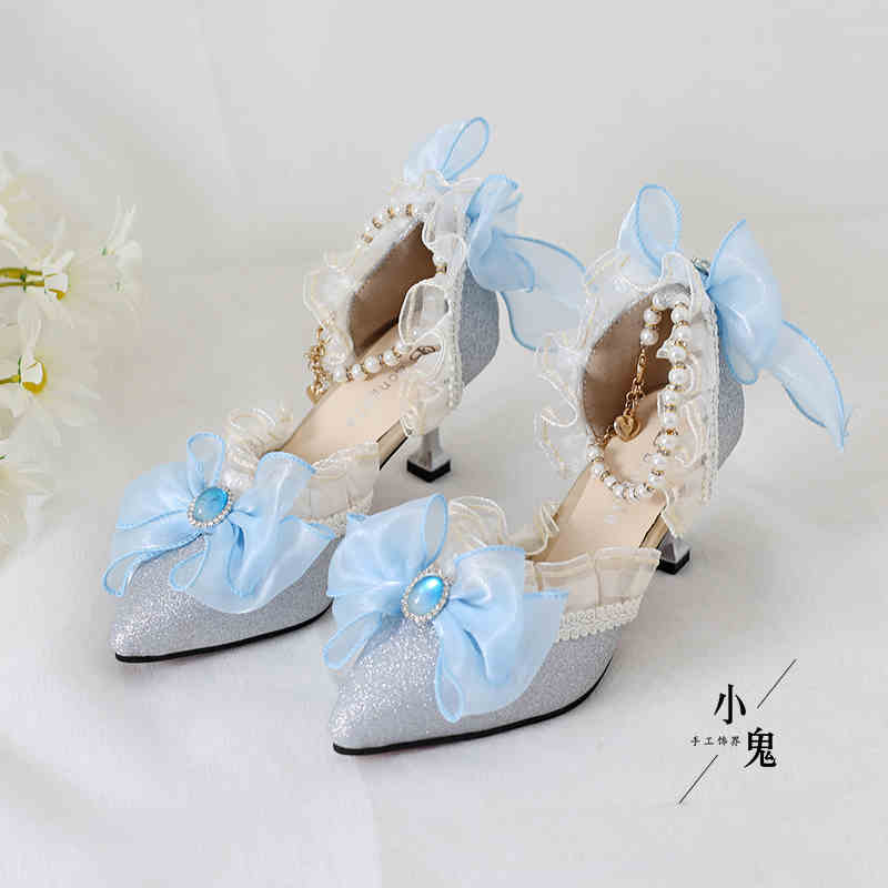 Mesh Bows Pearls Lolita Sandals