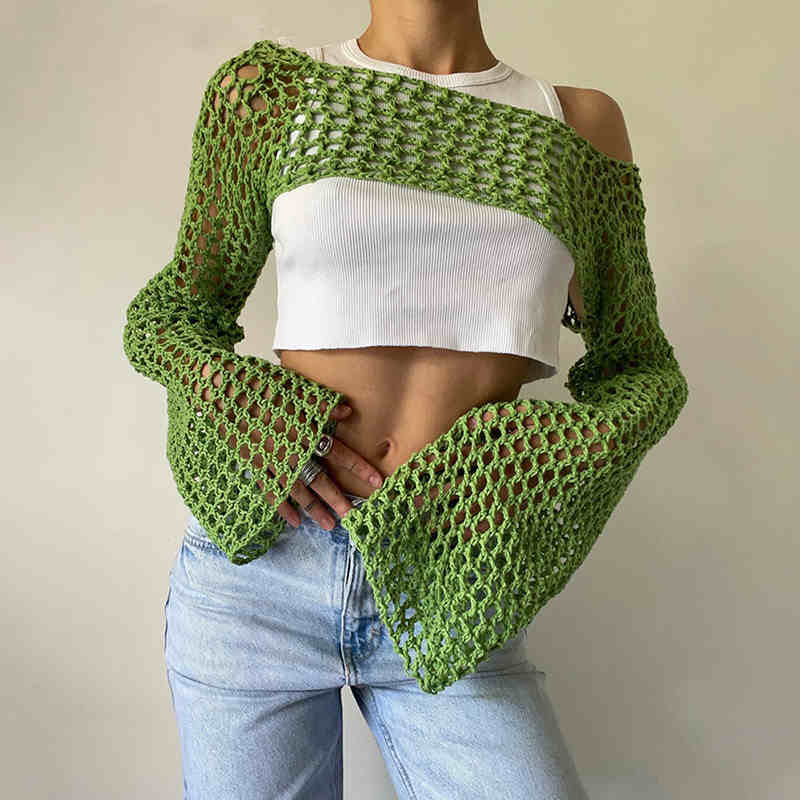 Street Mesh Hollow Knitted Blouse