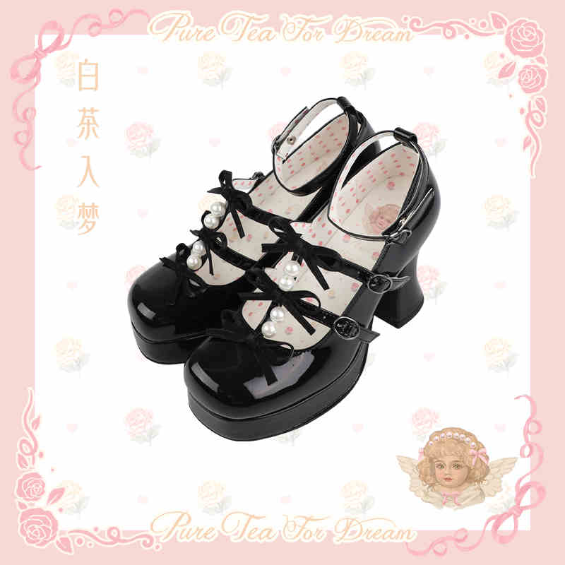 Bow Pearl Platform Lolita Shoes