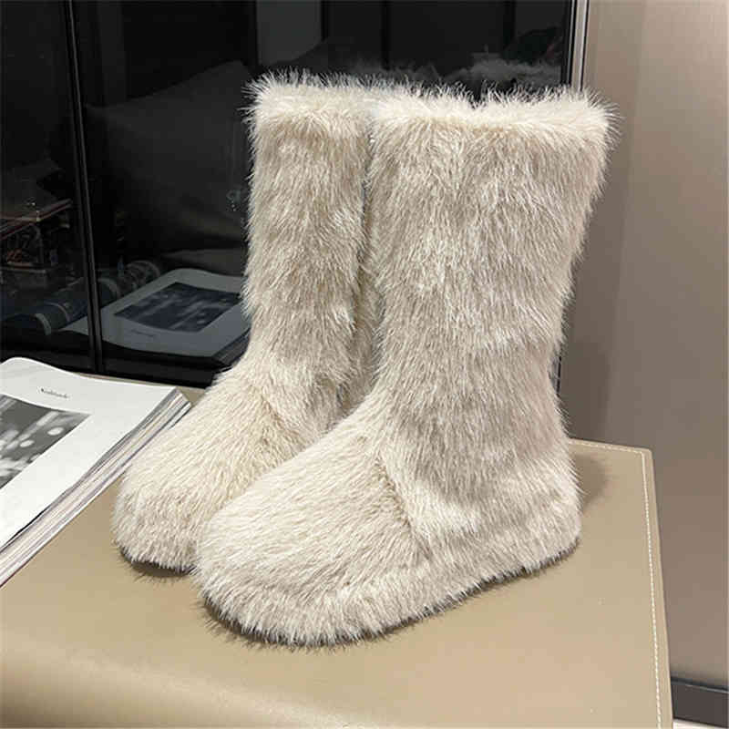 Soft Girl Mid-calf Snow Zipper Boots