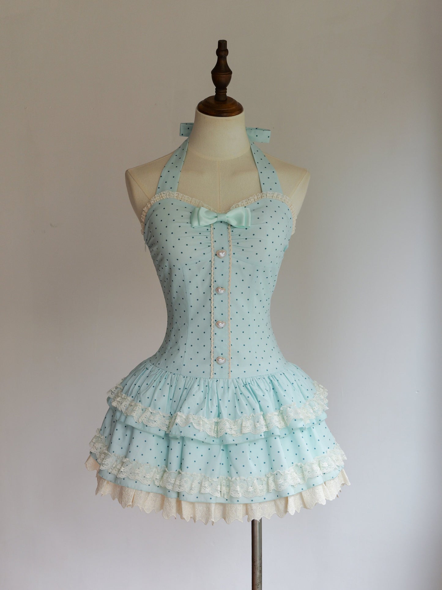 plaid retro cake skirt bow dress