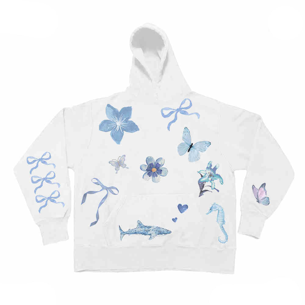 Preppy Coastal Butterfly Hoodie Sweatshirt