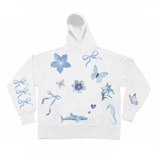 Preppy Coastal Butterfly Hoodie Sweatshirt