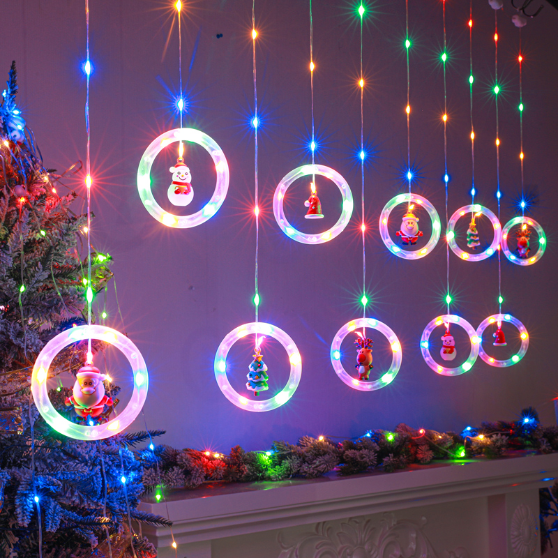 Christmas curtain hanging star lights