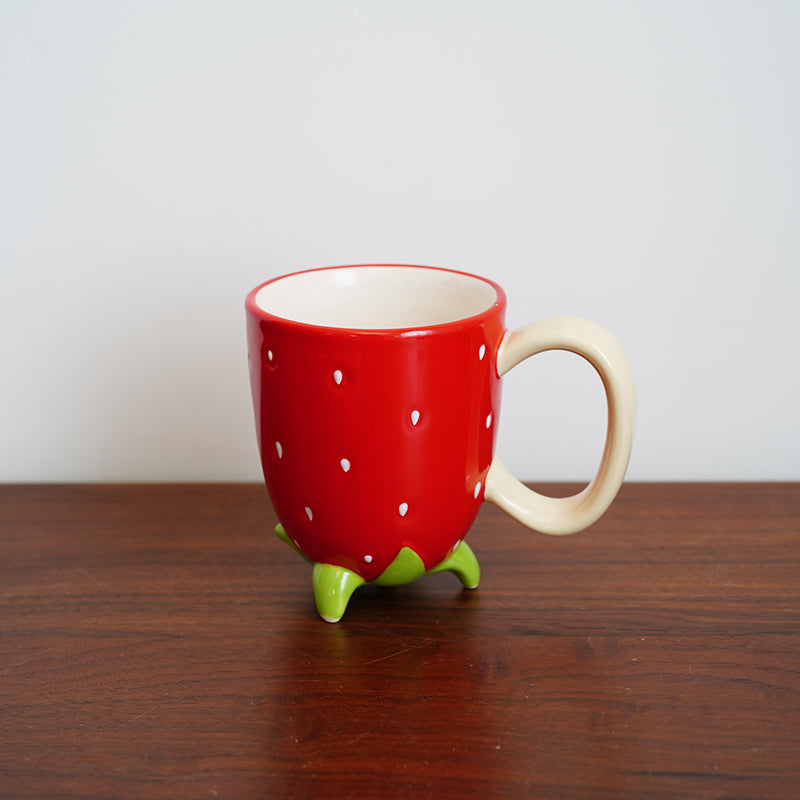 hand-painted strawberry shape ceramic dinner plate
