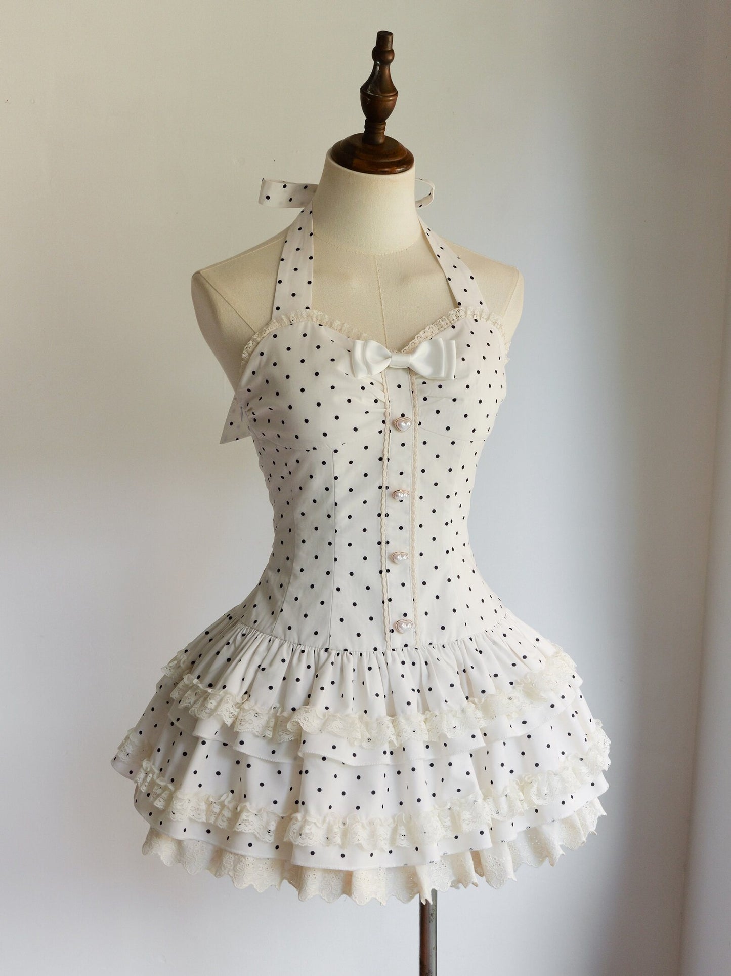 plaid retro cake skirt bow dress