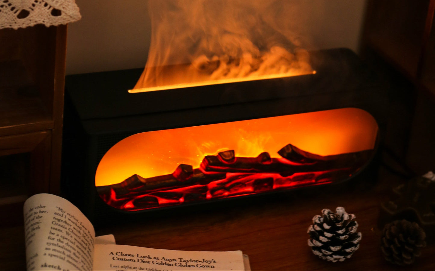 Fireplace flame lamp humidifier