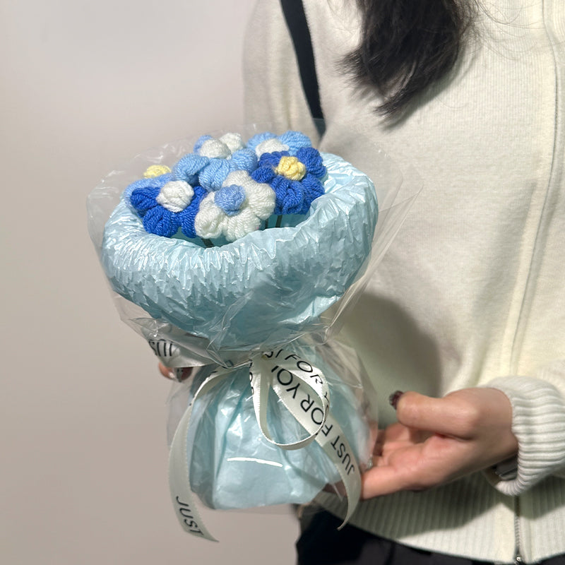 Handmade wool puff flowers bouquet