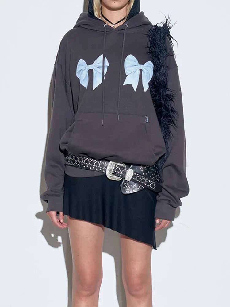 Harajuku Coquette Aesthetic Bow Oversized Hoodie