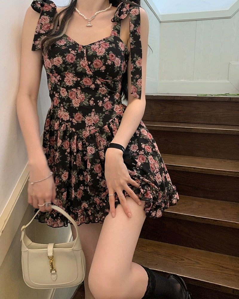 Soft Girl Aesthetic Floral Mini Dress