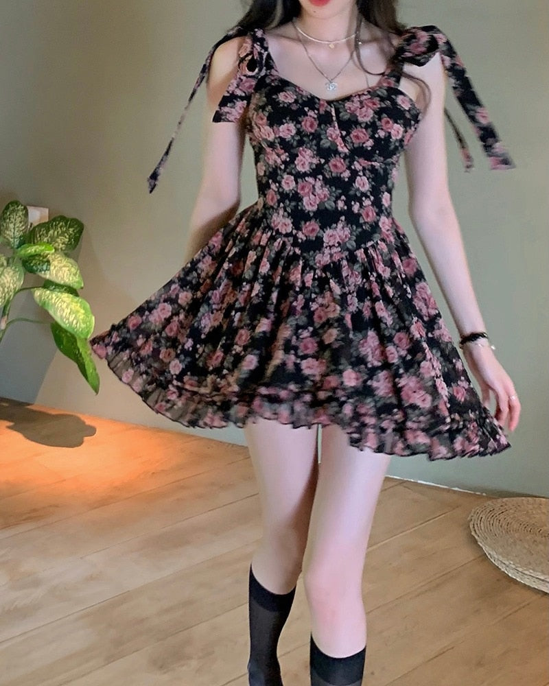 Soft Girl Aesthetic Floral Mini Dress