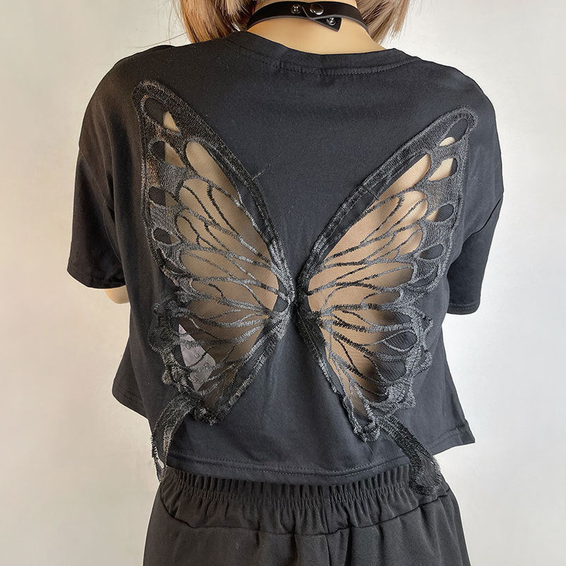 Fairy Grunge Butterfly Hollow Out Crop Top