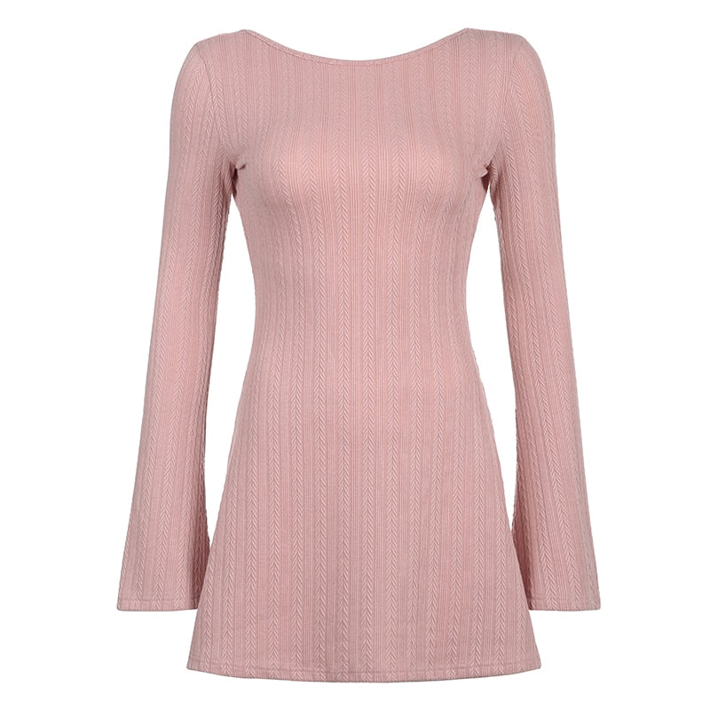 Soft Girl Backless Knitted Dress