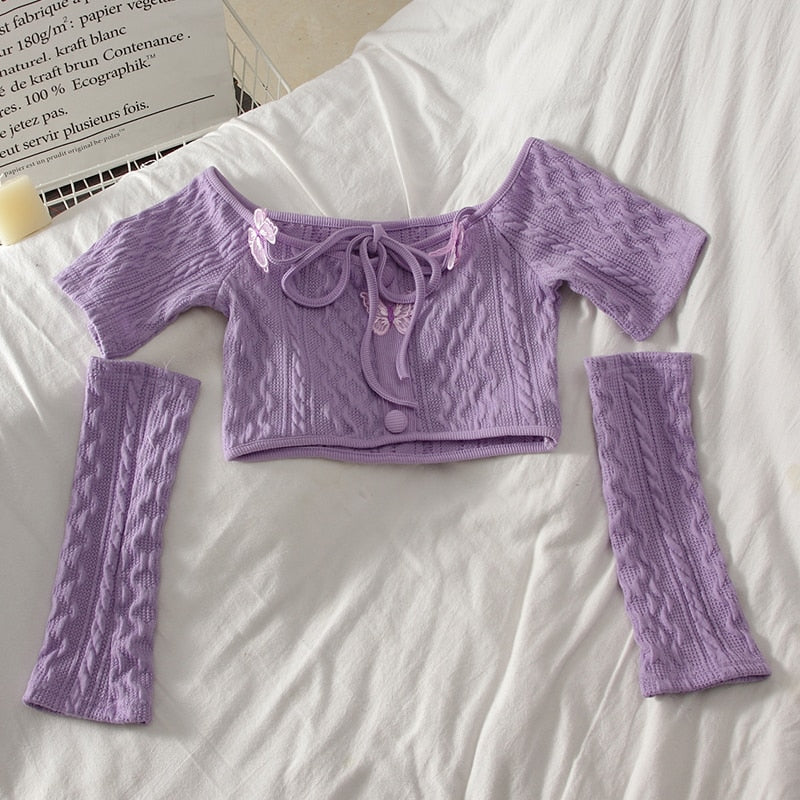 Soft Girl Knitted Matching Set Purple