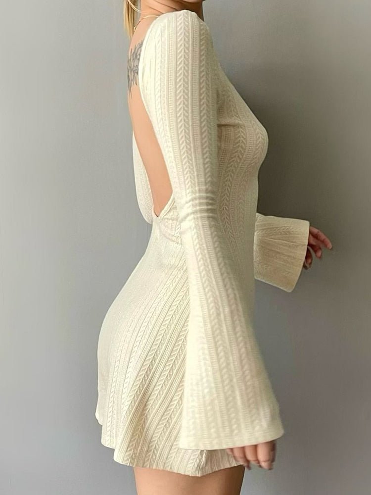 Soft Girl Backless Knitted Dress