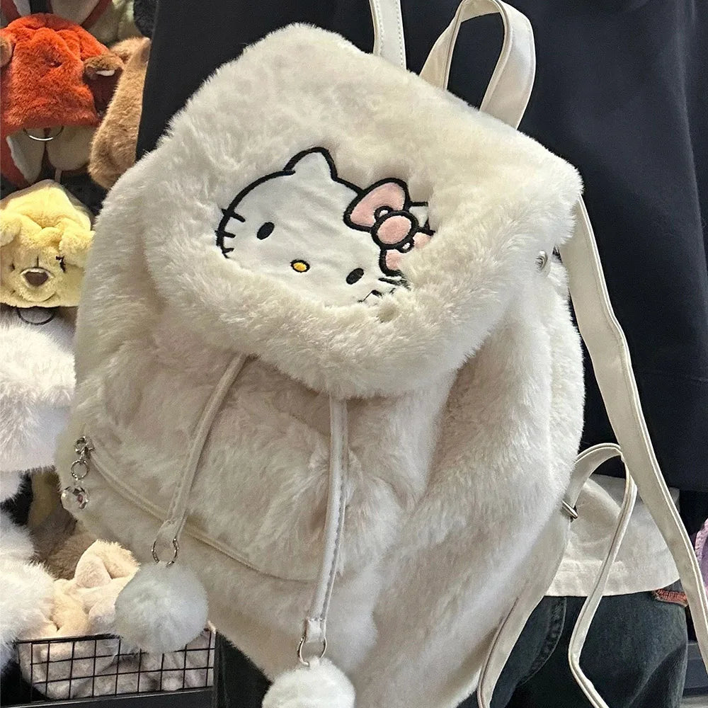 Fuzzy Kawaii Pompom Backpacks