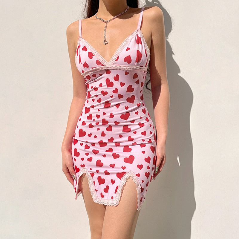 Y2K Valentines Hearts Mini Dress