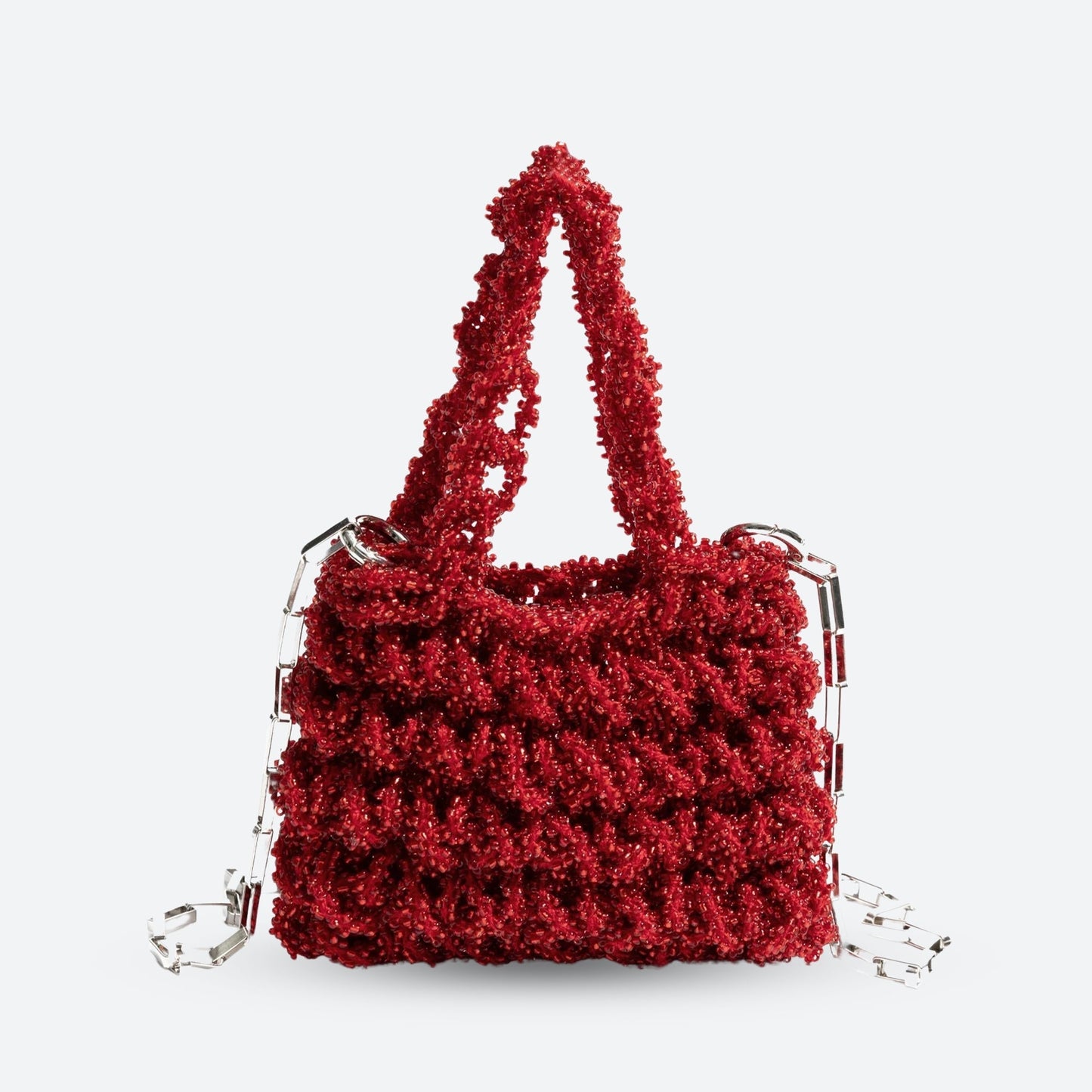 Soft Girl Beaded Chain Strap Handbag Red