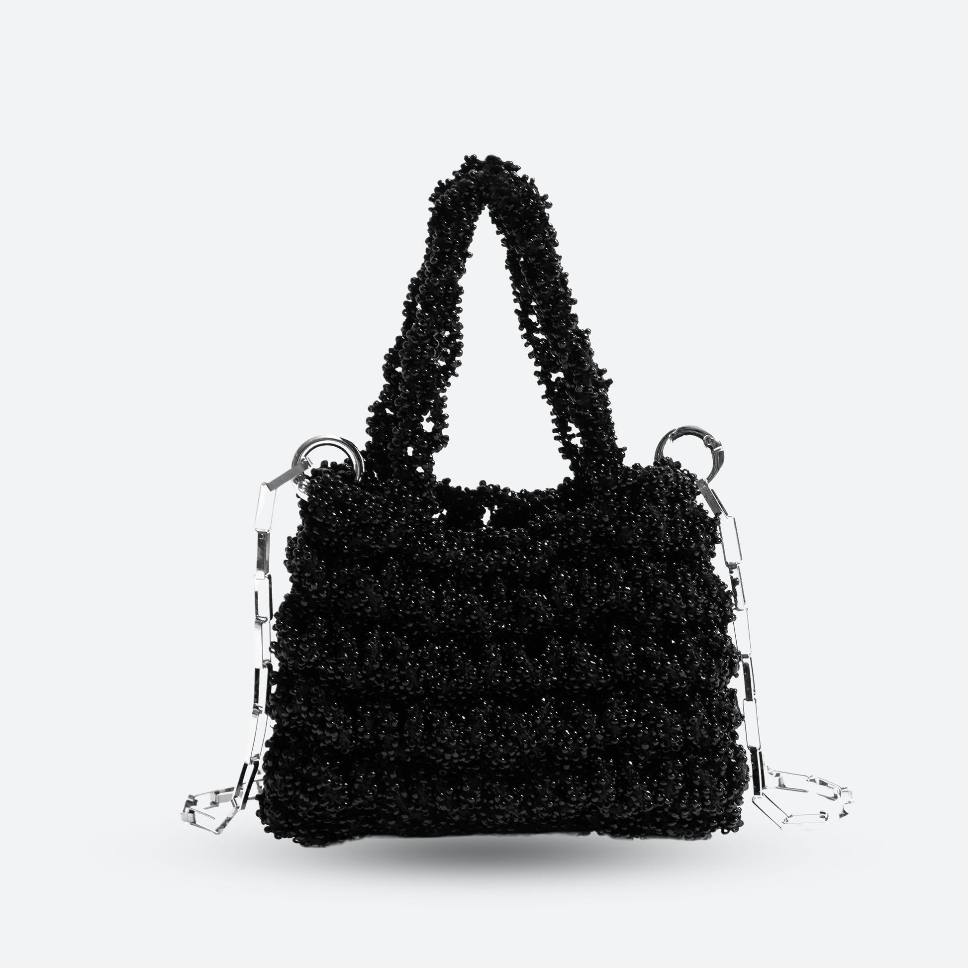 Soft Girl Beaded Chain Strap Handbag Black