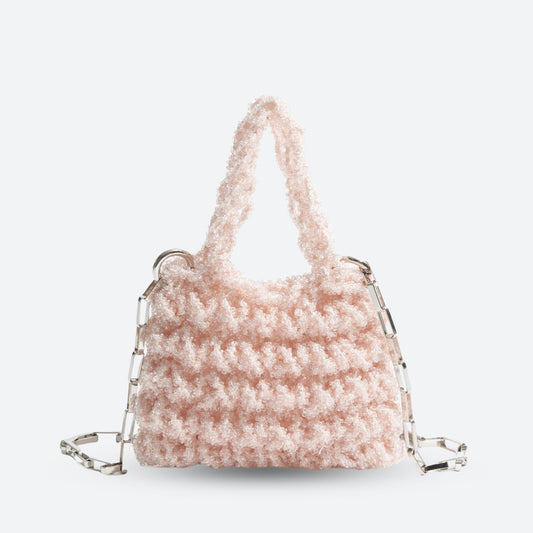 Soft Girl Beaded Chain Strap Handbag Pink