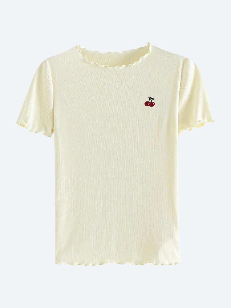 Soft Girl Cherry Lettuce Edge Tee