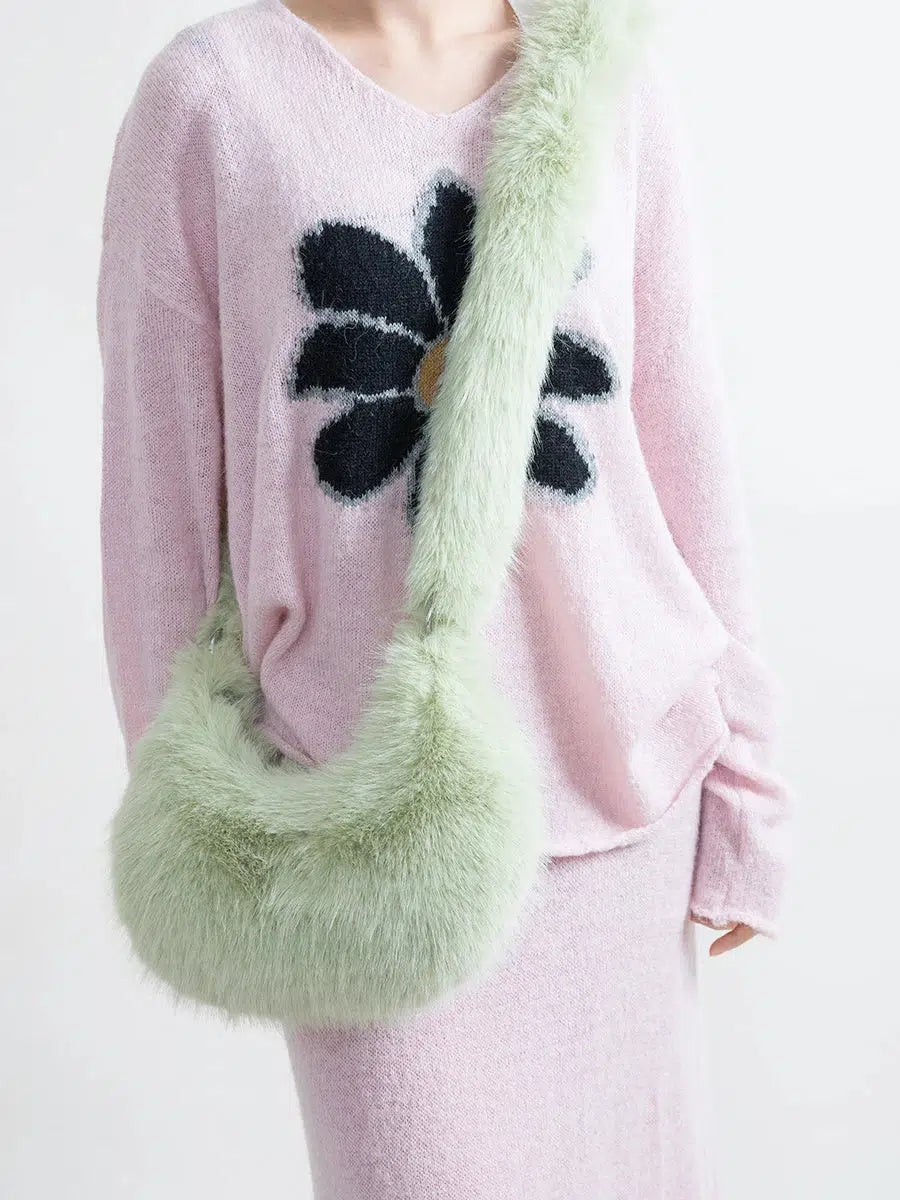 Soft Girl Fluffy Multifunctional Bag Green