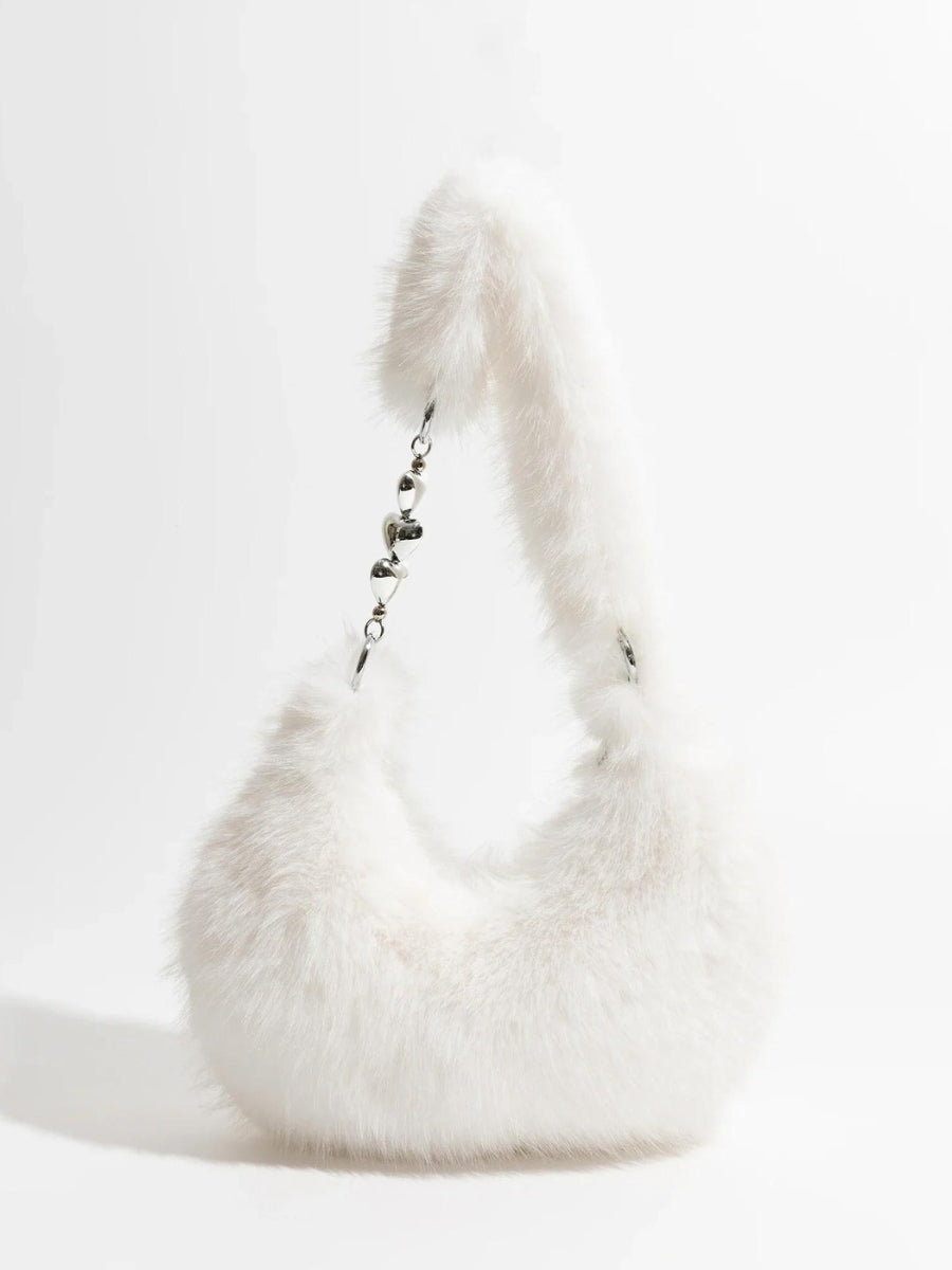 Soft Girl Fluffy Multifunctional Bag White