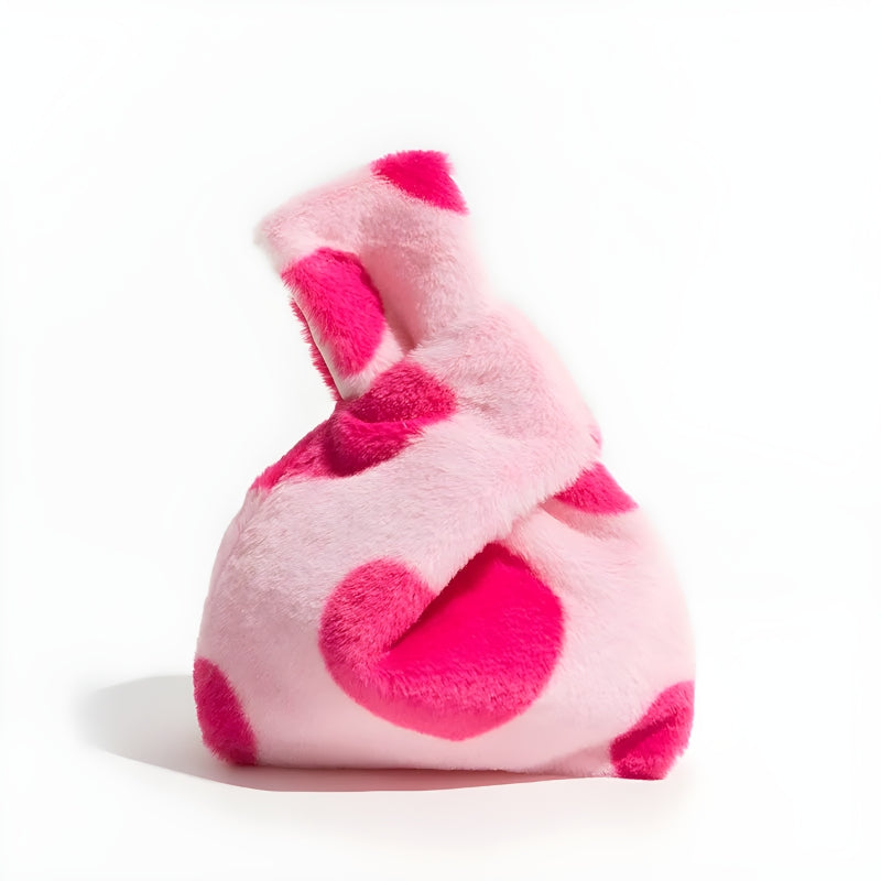 Soft Girl Heart Fluffy Wrist Bag Pink