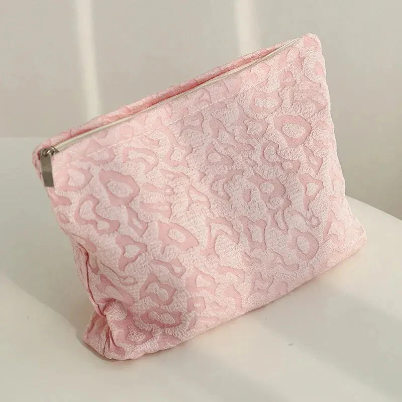 Soft Girl Pink Leopard Makeup Bag