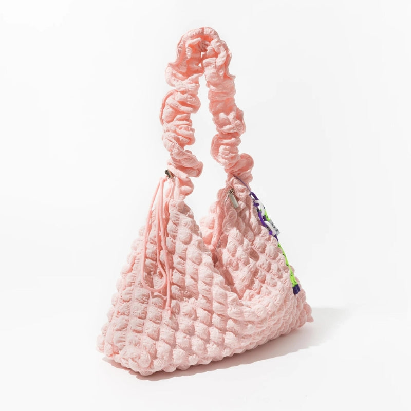 Soft Girl Quilted Ruched Hobo Bag Pink