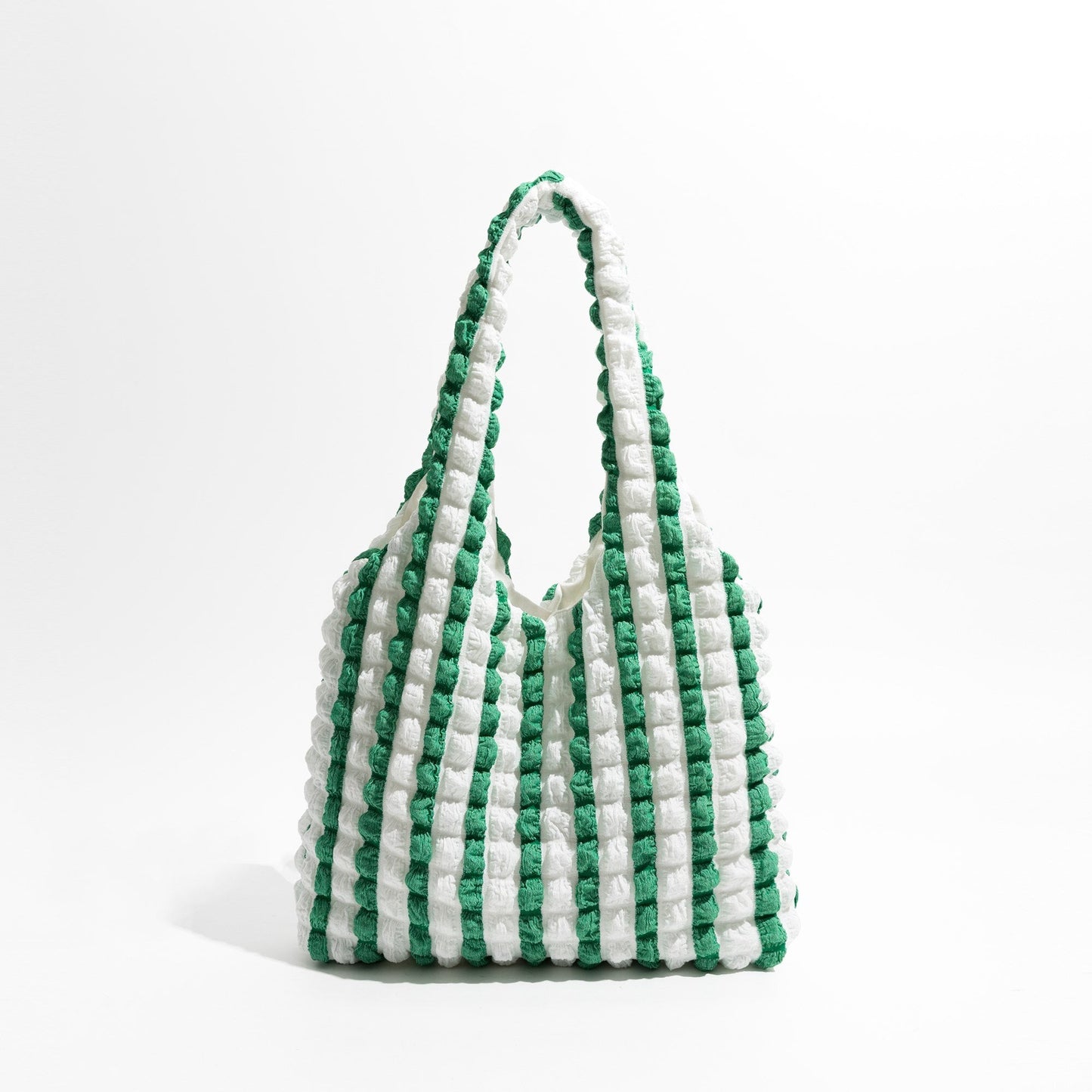 Soft Girl Quilted Striped Handbag Green